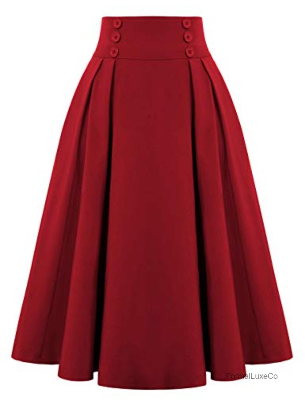 Midi Pleated A-Line Skirt with Pockets Elastic Waist